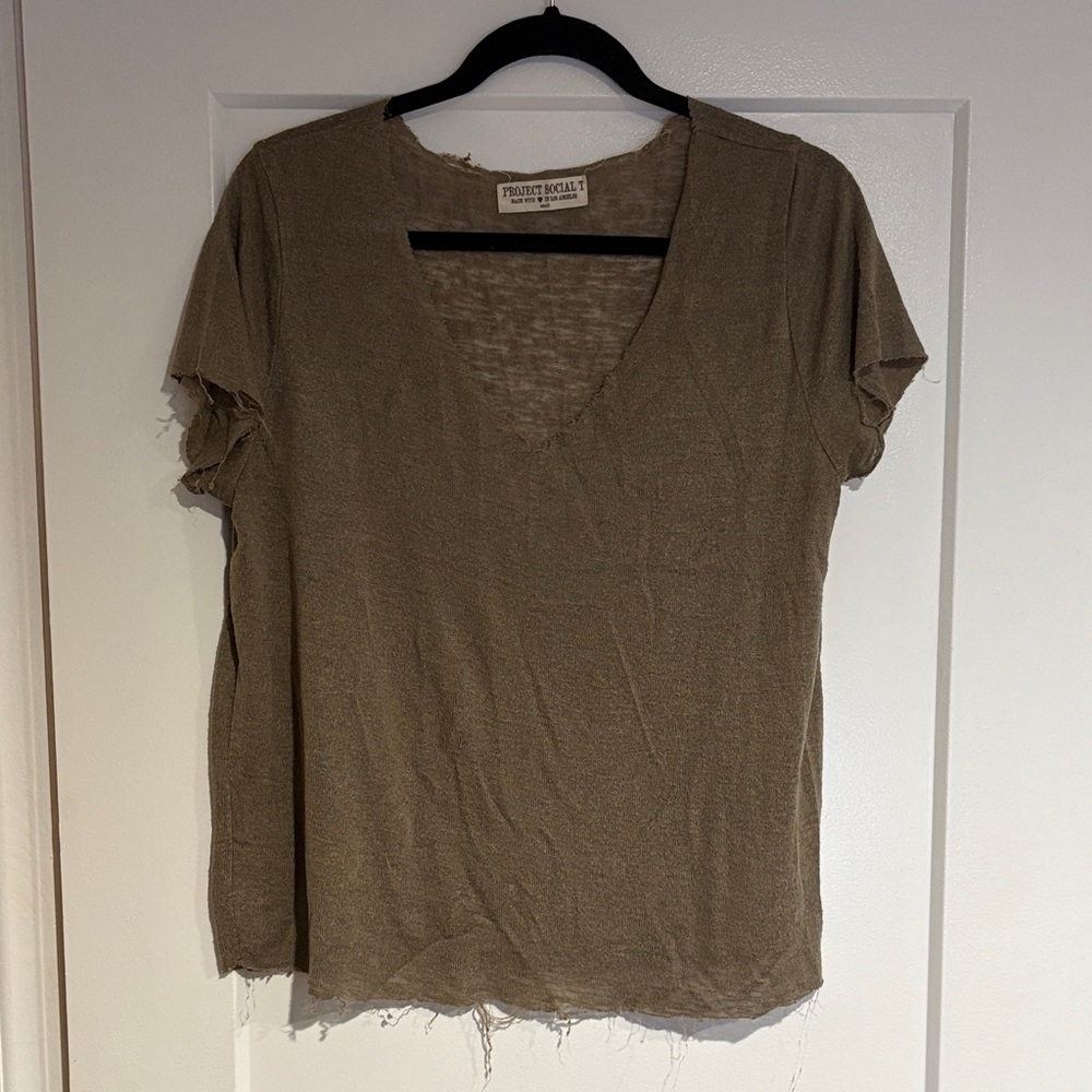 Project Social T Tan V-Neck Tee